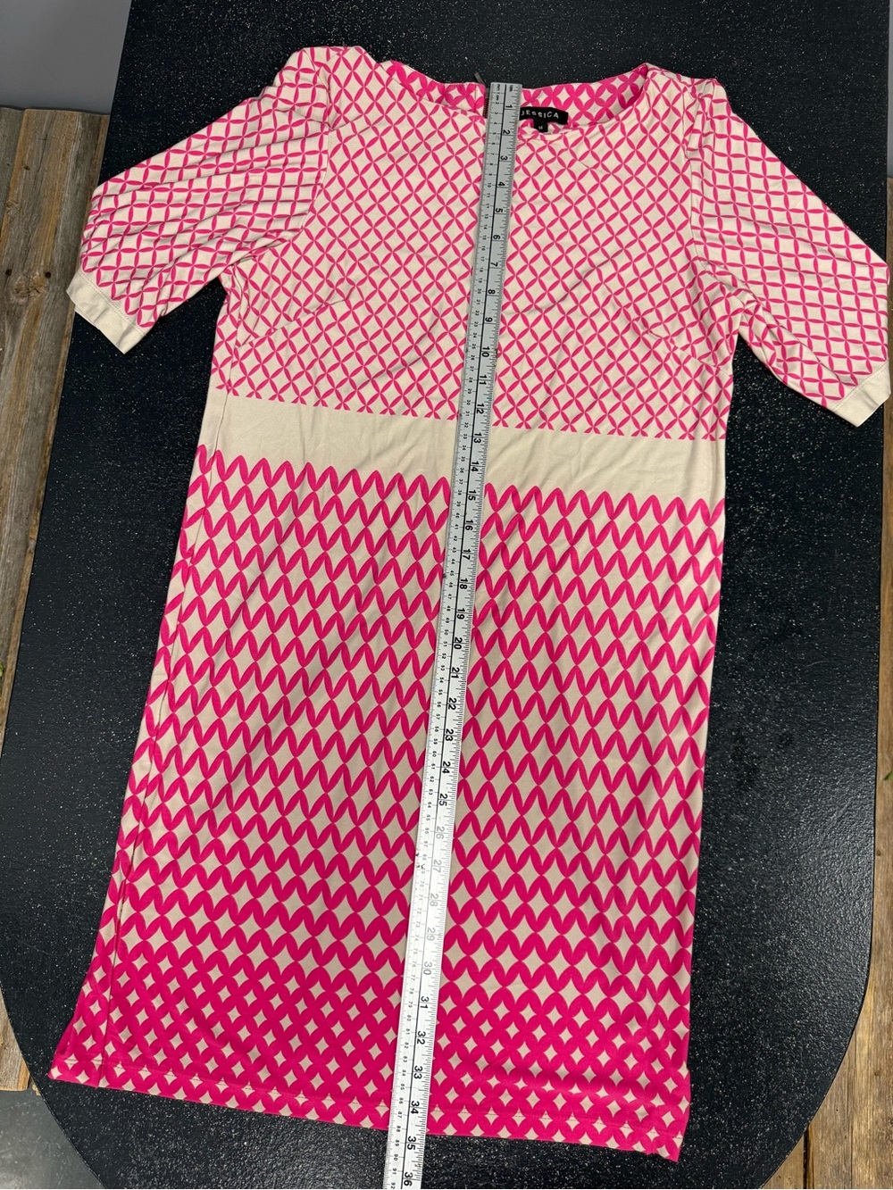 Pink Patterned Shift Dress - Women's - Picture 4 of 5